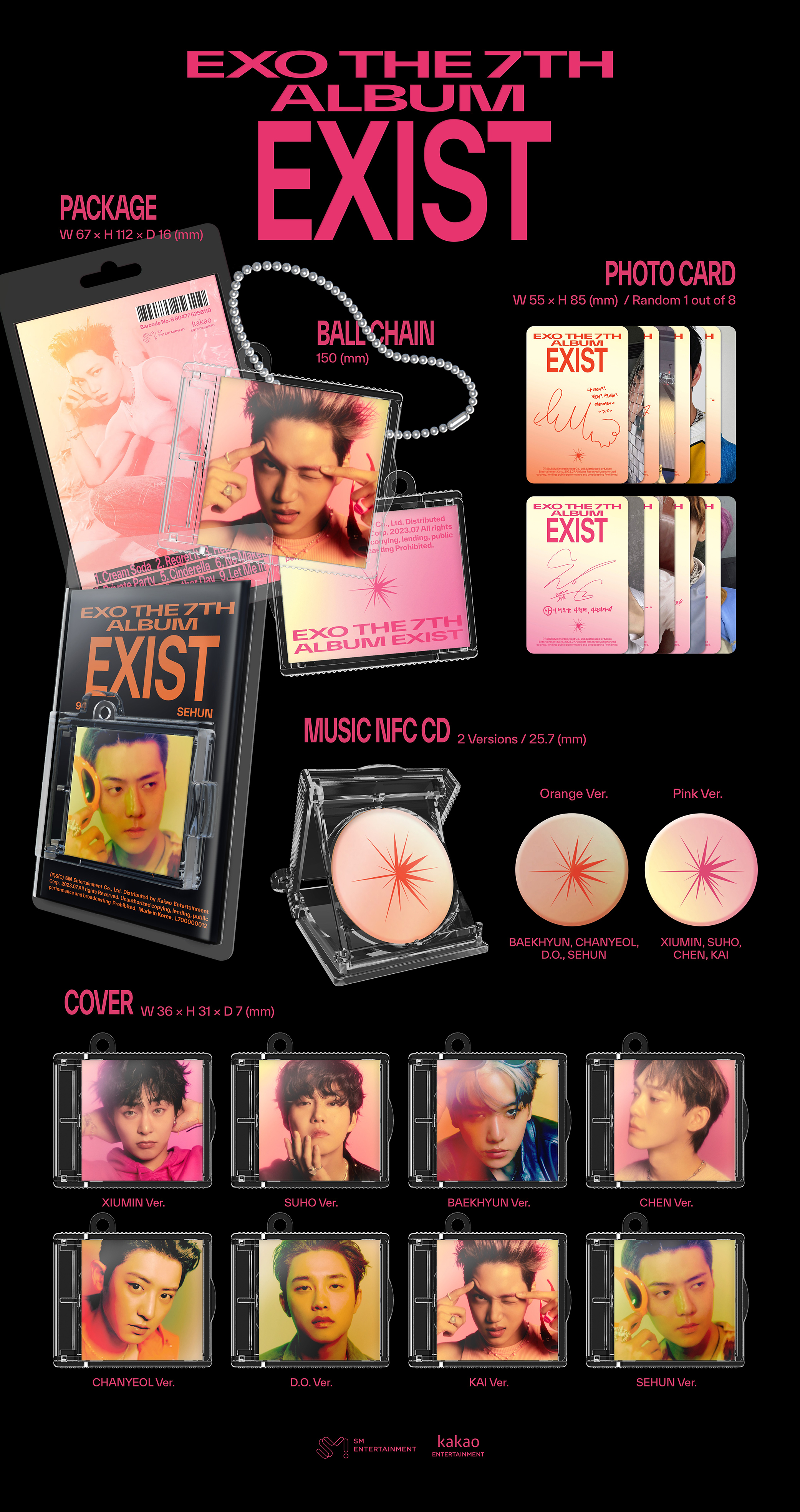 EXO 7th Album [EXIST] (SMini Ver.)(Smart Album) (8 Versions Random 